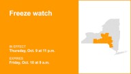 Freeze watch issued for Central NY for Thursday and Friday