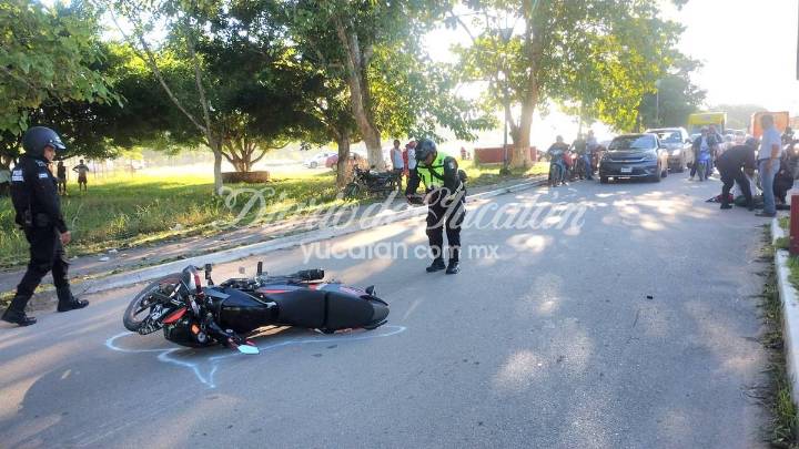 Motociclista lesionado tras sufrir un accidente en Tizimín