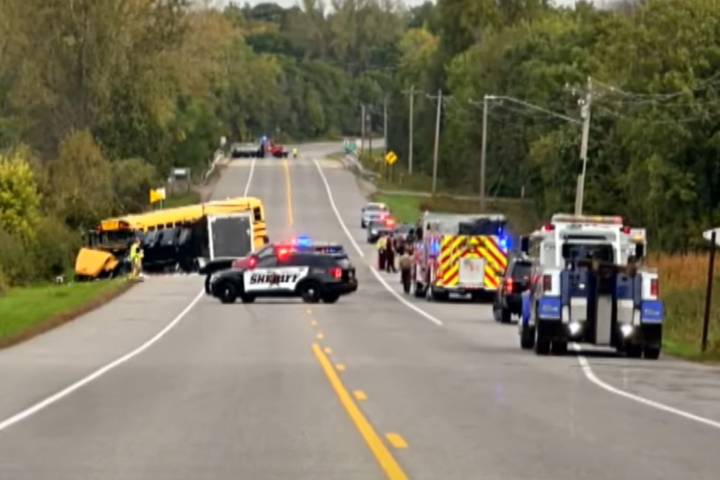 Man Killed and 2 Injured When School Bus, Pickup Truck Collide