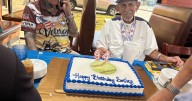 Local coaches and umpires gather to help softball legend "Smiley" Trevino celebrate his 94th birthday
