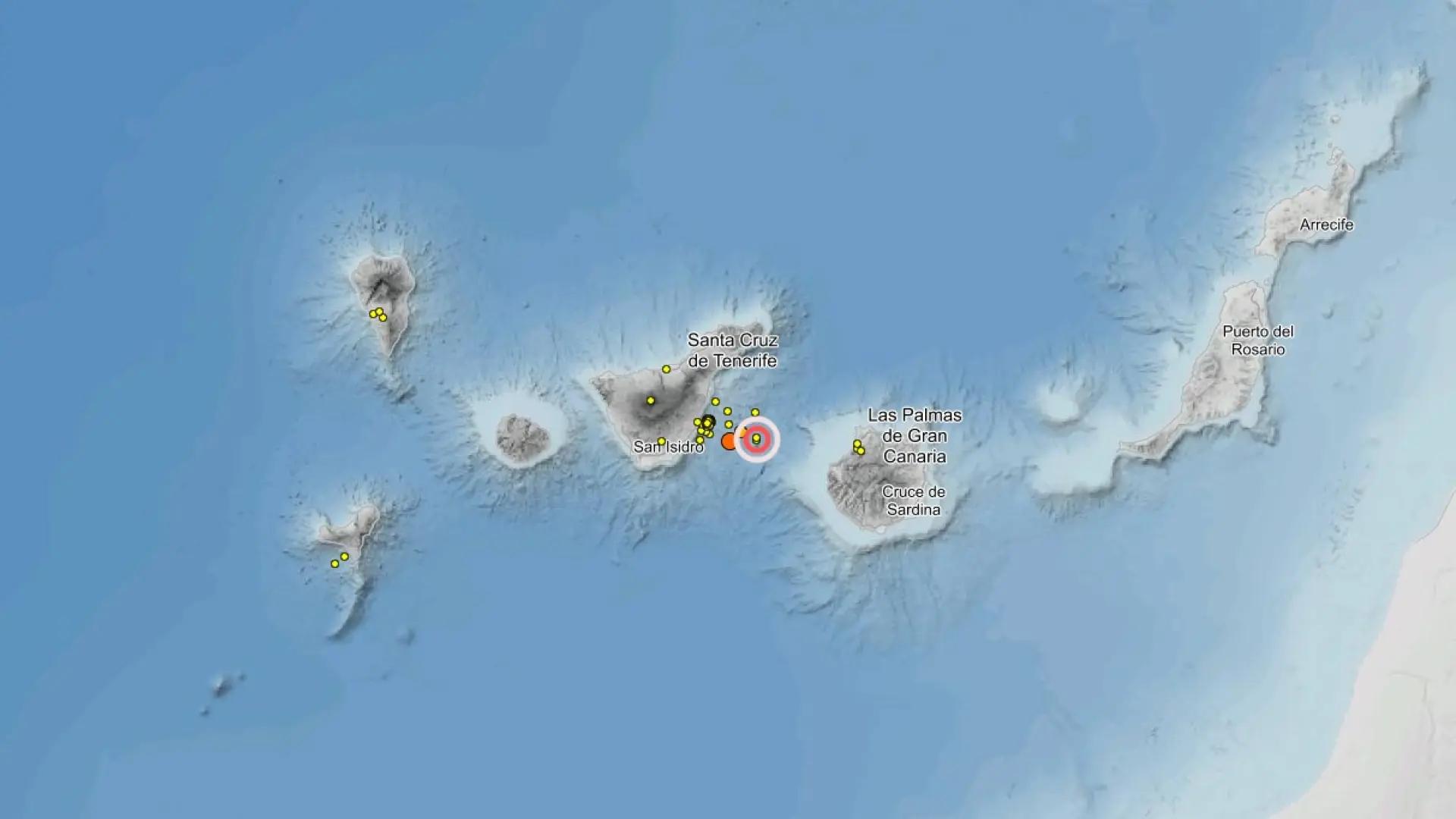 Un terremoto de magnitud 3.4 entre Tenerife y Gran Canaria es sentido por la población