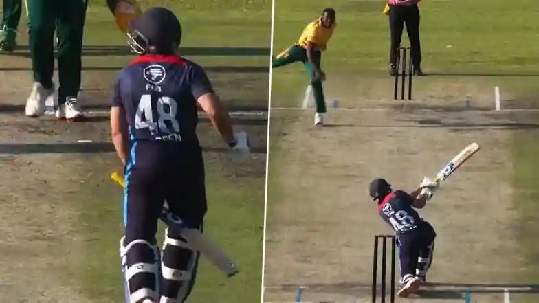 Cricket Namibia Winning Moment Against South Africa Video Highlights: Watch Zane Green Hit A Four Off Last Ball to Carry Hosts to Historic Win Against Proteas