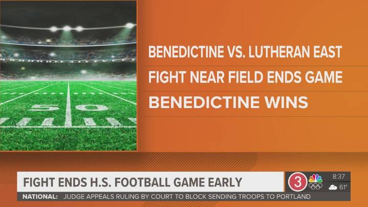 Benedictine vs Lutheran East football game suspended at halftime after altercation outside John Carroll University stadium