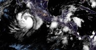 Hurricane Priscilla intensifying off southwest Mexico, over Pacific. Maps show its forecast path.
