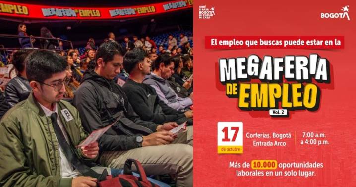 Conozca las vacantes disponibles en la Megaferia de Empleo en Corferias hoy 17 de octubre: son 15.000 puestos