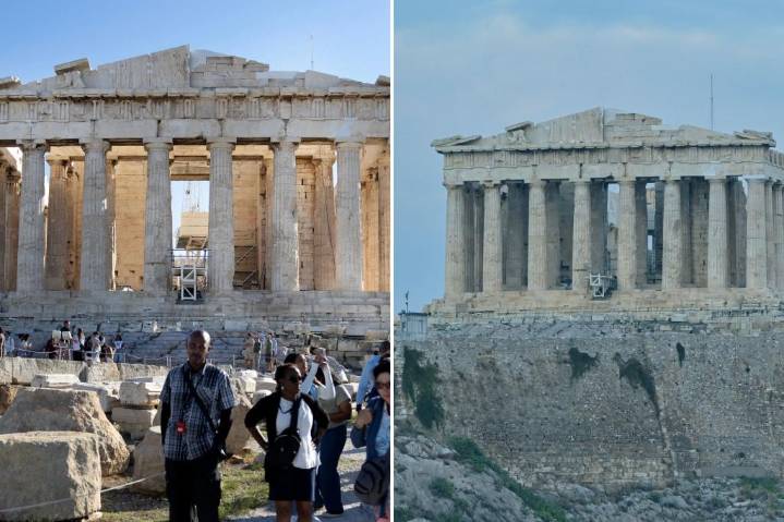 Parthenon visible for first time without scaffolding in 20 years