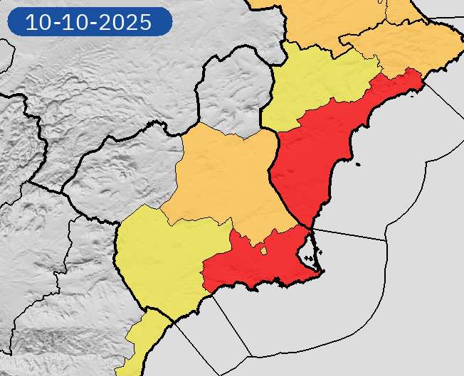Aviso rojo por lluvias en Campo de Cartagena y Mazarrón: hasta 180 litros en 12 horas este viernes