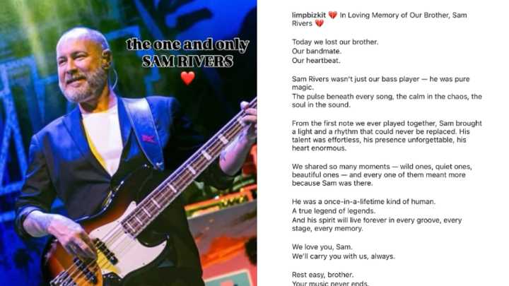 Falleció Sam Rivers, bajista de Limp Bizkit, a los 48 años; la banda está devastada: 'Perdimos a nuestro hermano'