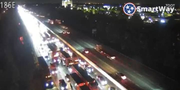 I-24 Eastbound blocked after crash in TDOT work zone