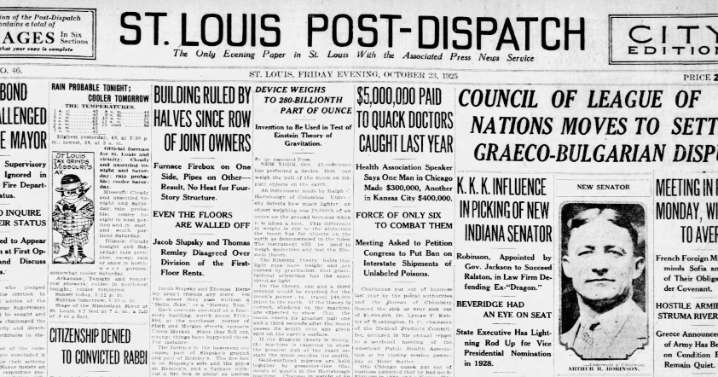 See the Oct. 23, 1925, front page: $5 million paid to quack doctors caught last year