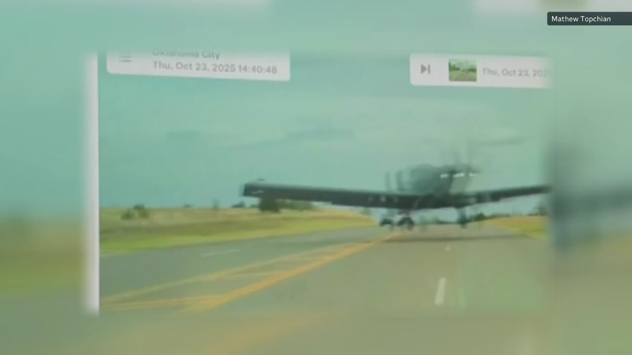 Driver recounts near miss as military plane crash-lands on Oklahoma City highway