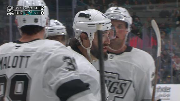 Kings blow 3-goal lead but Clarke scores late to beat Sharks 4