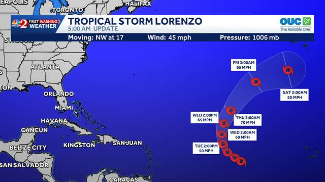 Tropical Storm Lorenzo forms in the Atlantic, NHC says