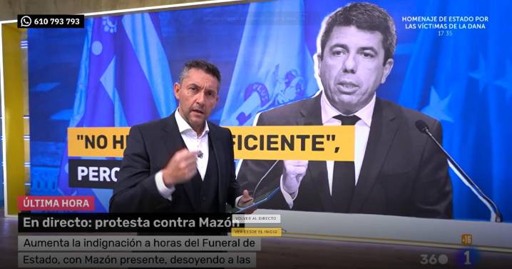 Javier Ruiz ignora a las víctimas en TVE y convierte el aniversario en un ataque a Mazón