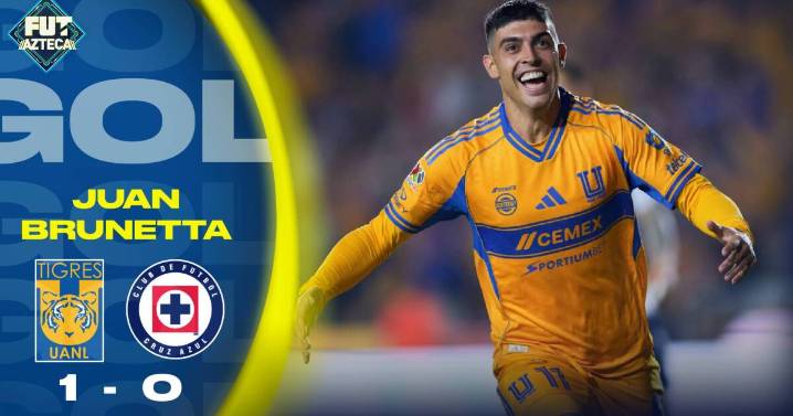 ¡Golazo de Brunetta! Le salió fuego del botín y Tigres abre el marcador vs Cruz Azul