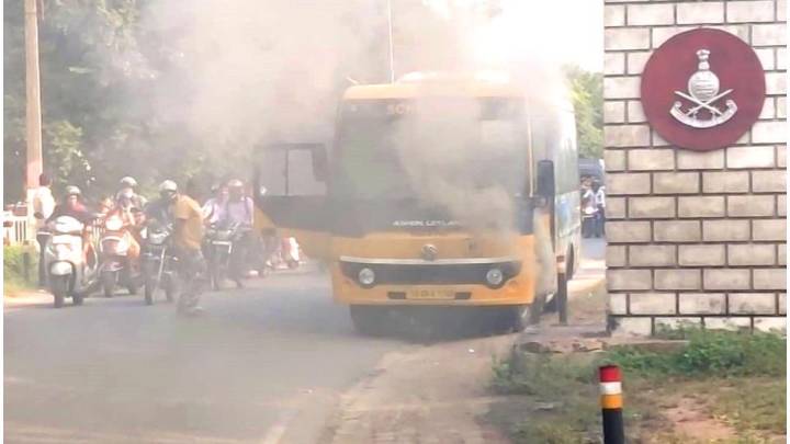 School bus emits smoke in Secunderabad, students safe
