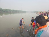 Delhi BJP chief Virendra Sachdeva joins cleanliness drive at Yamuna’s Bhairav ghat; slams AAP govt