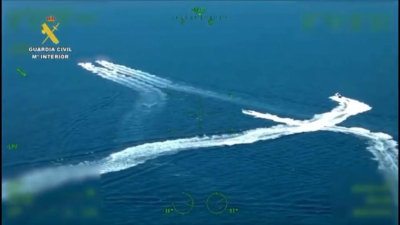 Spanish Civil Guard stop hashish drug smugglers with dramatic air and sea operation