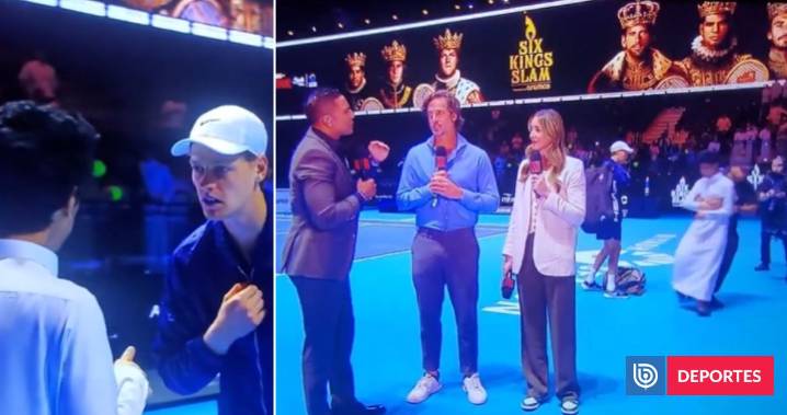 Hincha ’invadió’ la cancha para pedirle a Sinner su chaqueta en el Six Kings Slam: seguridad lo sacó