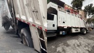 Camión de basura cae otra vez en un socavón en Vista Alegre; vecinos denuncian reincidencia