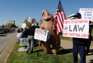 Hundreds gather in Aurora to protest Trump policies at 'No Kings' event