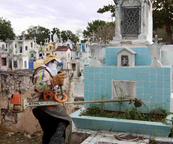 Fumigan panteones en Mérida