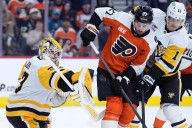Konecny nets 200th career goal, Brink shines as Flyers edge Penguins in shootout