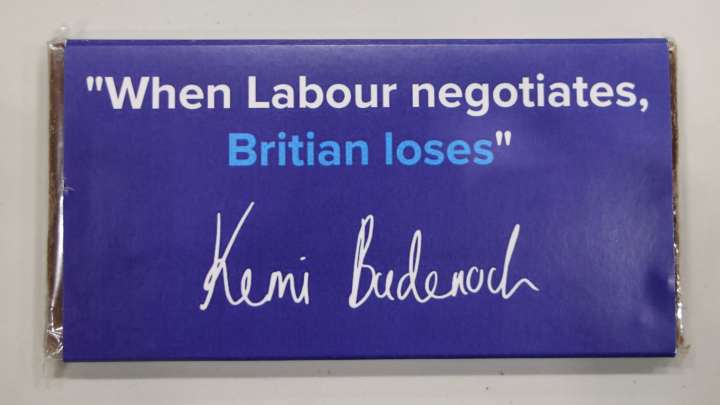 Tories misspell crucial word on chocolate bar at conference in mortifying bungle