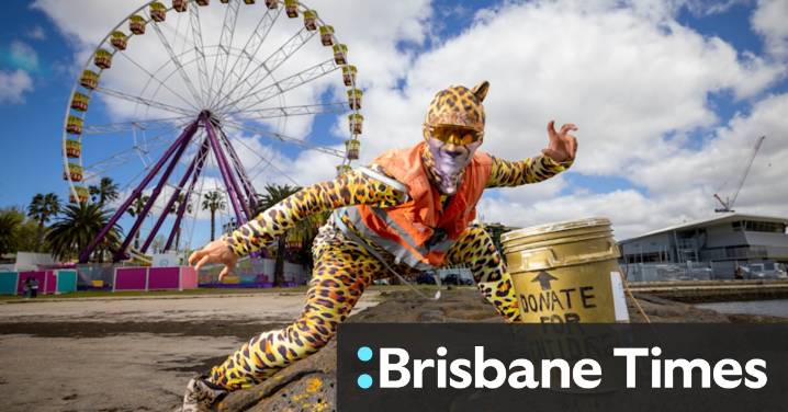 Catman: Japanese man walking across Australia in catsuit reaches Geelong