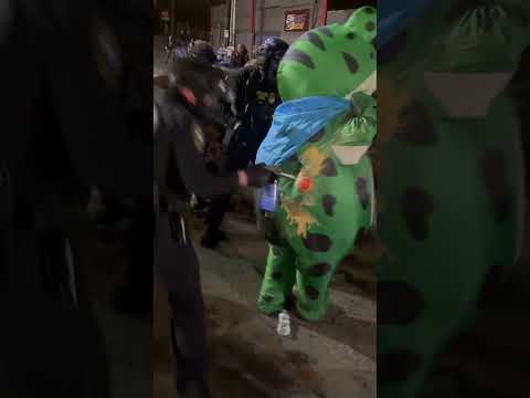 ICE Agents Shoot Pepper Spray into Protester's Frog Costume Air Vent #shorts