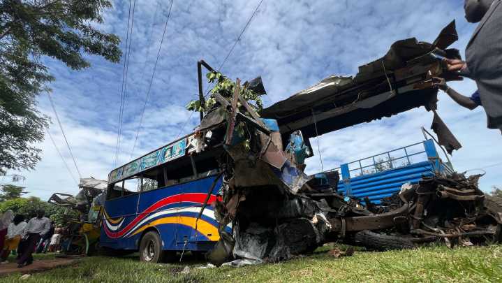 More than 40 people killed in a crash of buses and other vehicles in western Uganda