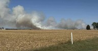 Crews battling 2 field fires near Blue Mound