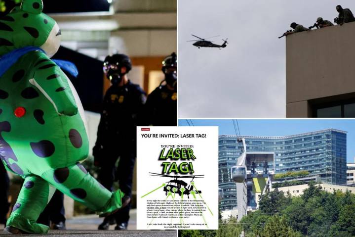 Portland emergency helicopters divert from hospital over laser party ICE threats