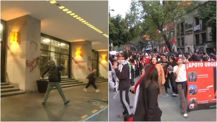 Manifestantes Pro Palestina Protestan y Vandalizan Cancillería en Avenida Juárez, CDMX