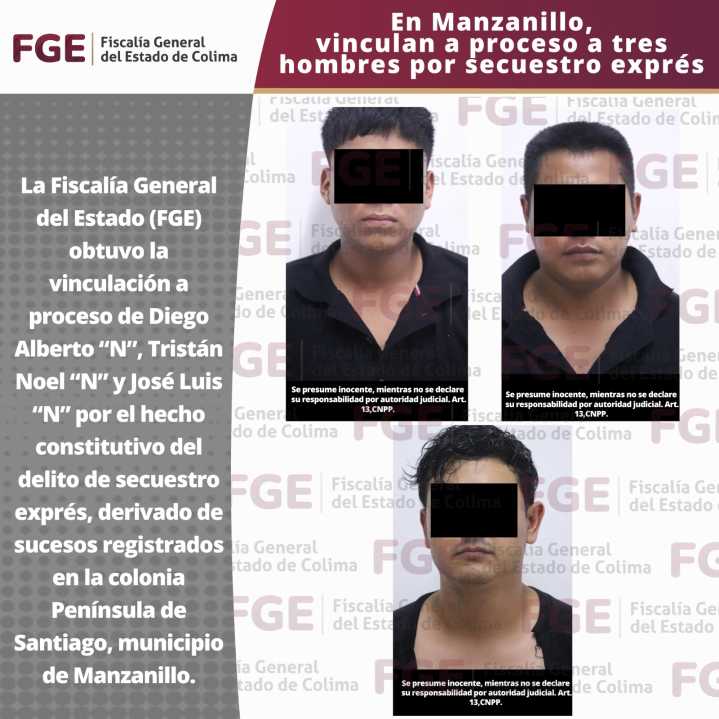 En Manzanillo, vinculan a proceso a tres hombres por secuestro exprés