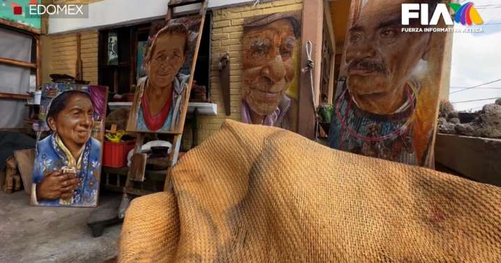 Artista plástico transforma sacos viejos en arte que dignifica a los adultos mayores