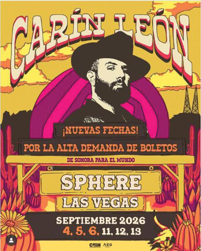 Carín León impone récord con residencia en Las Vegas