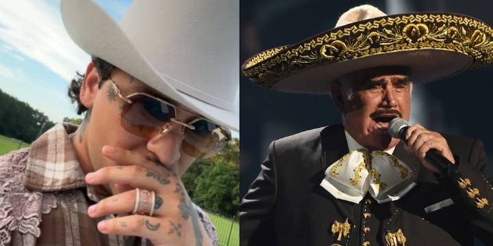 Christian Nodal presume adelanto de un dueto con Vicente Fernández