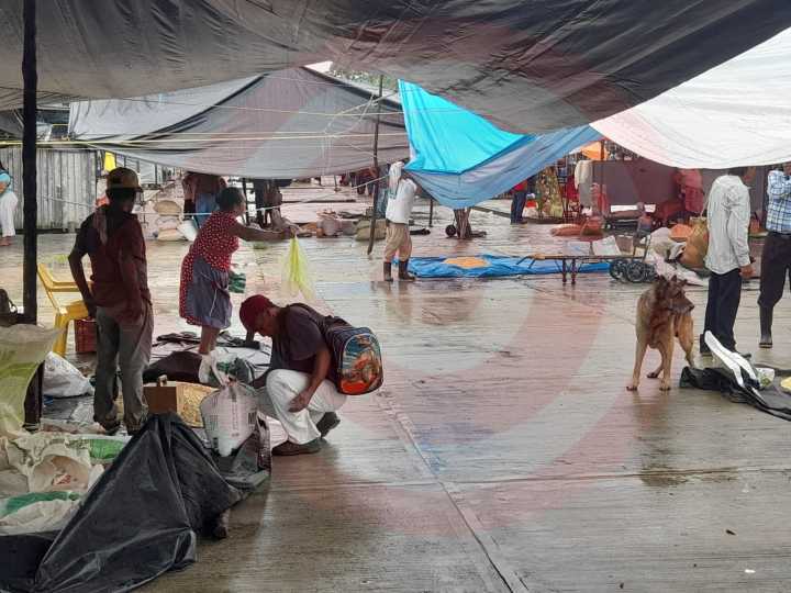 Tianguis de Atlapexco disminuido por la lluvia
