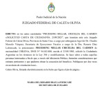Caleta Olivia: Justicia Federal manda publicar el siguiente EDICTO