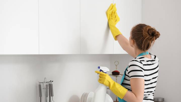 Stubborn, Sticky Stains On Your Kitchen Cabinets? Try One Cleaner Sitting In Your Garage