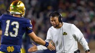 Notre Dame football’s Marcus Freeman speaks to God after beating USC
