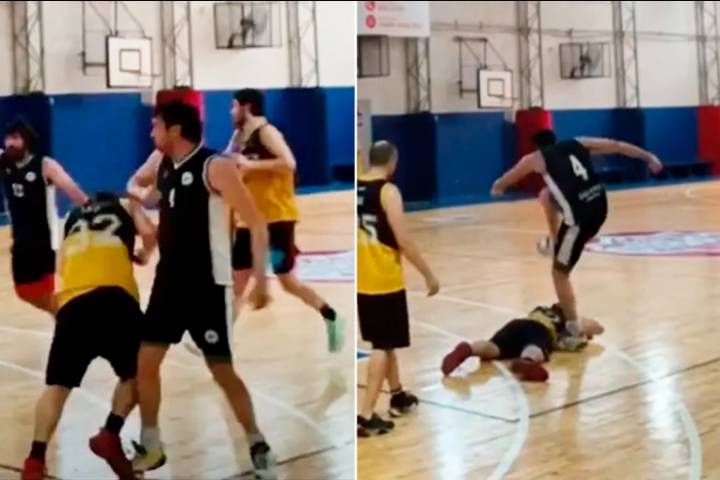 Codazo y pisotón en la cabeza: brutal agresión en un partido amateur de básquet