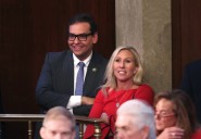 Marjorie Taylor Greene celebrates George Santos' freedom