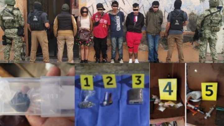 Detienen a Cinco Personas y Aseguran Drogas durante Cateo a Inmueble en Puebla