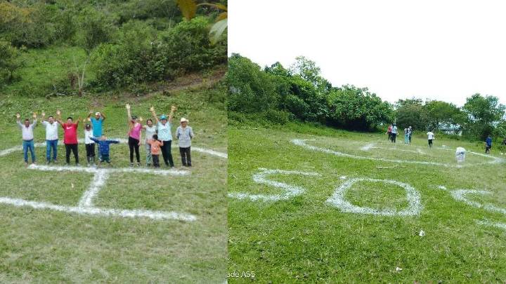 Huehuetla: habitantes convierten cancha de fútbol en helipuerto para recibir ayuda