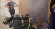 Elementary students learn fire safety for Fire Prevention Week