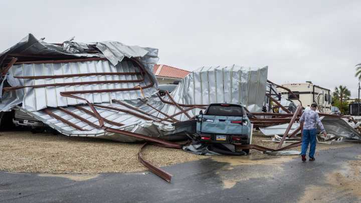 Video and photos show damage left by possible Florida tornado