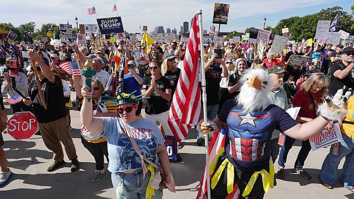 The best photos of the No Kings protest in Des Moines