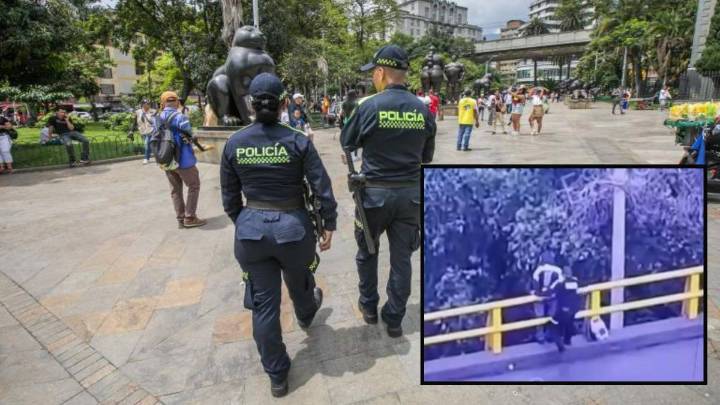 ¡De aplaudir! Policías salvaron la vida de un hombre en un puente en Medellín